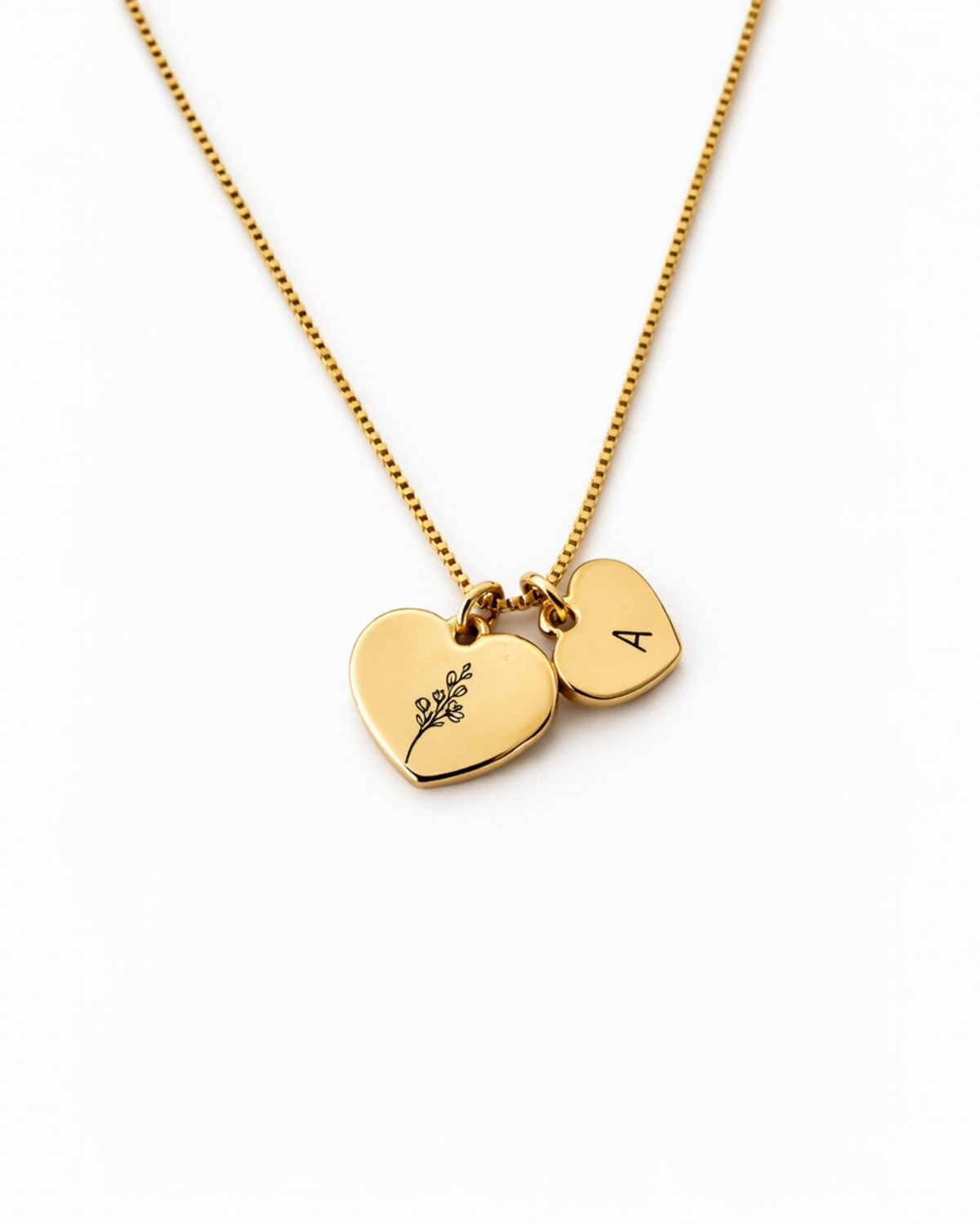 Colar Duo Corações Dourado