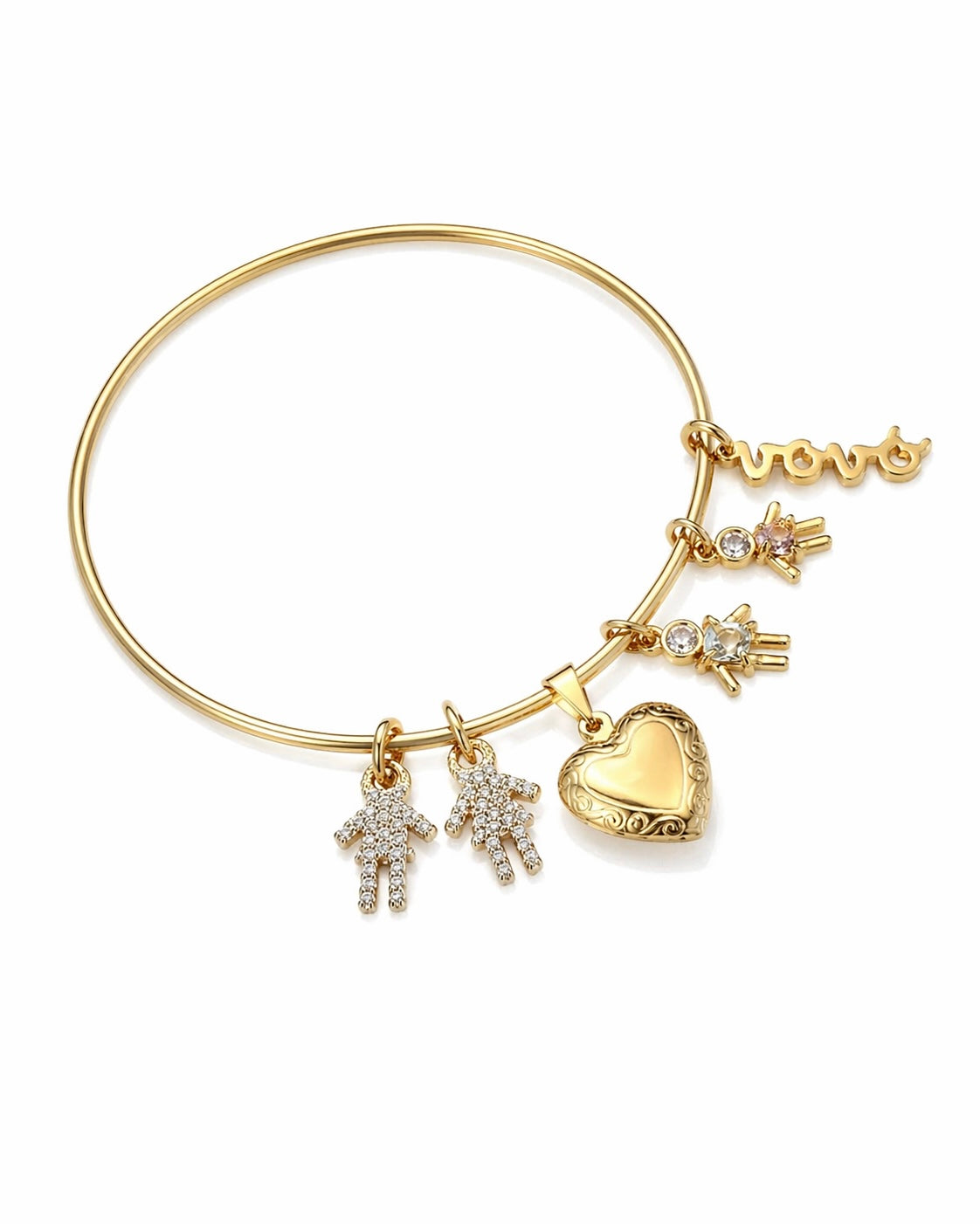 Pingente Menino Cravejado Dourado