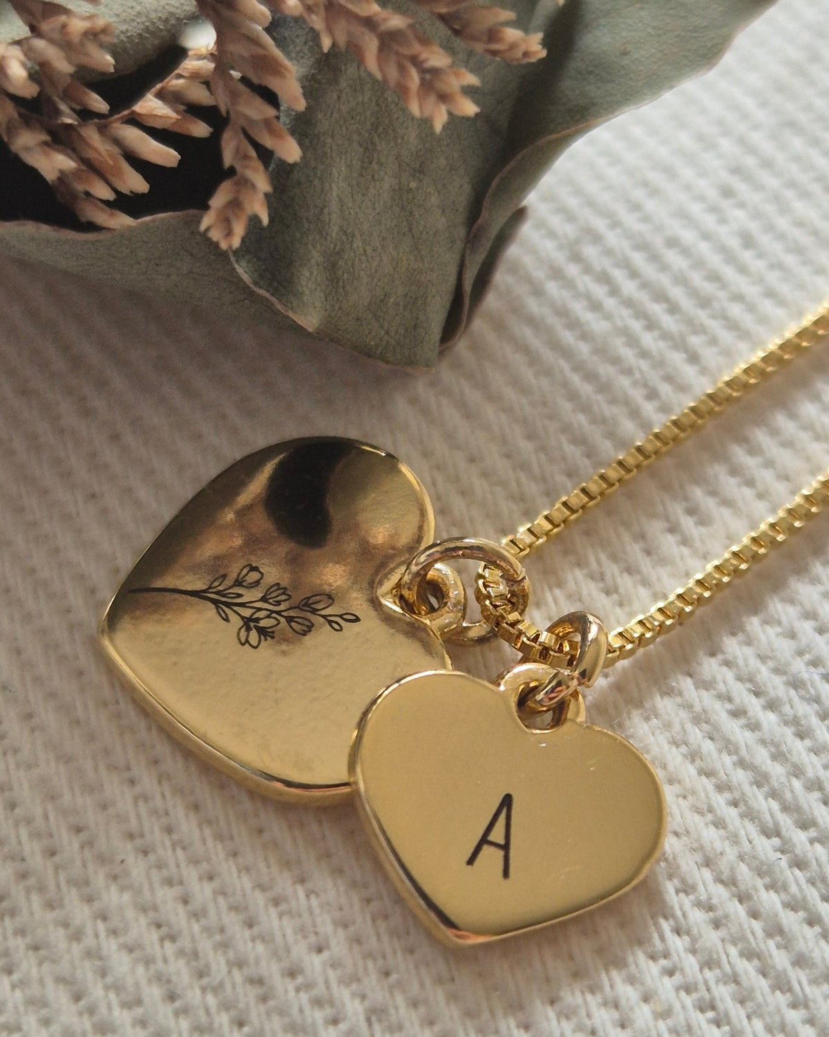 Colar Duo Corações Dourado
