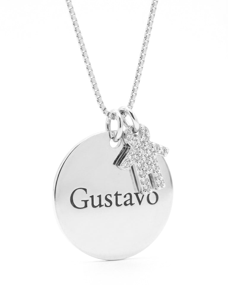 Colar Medalha Personalizável 2 cm Prata