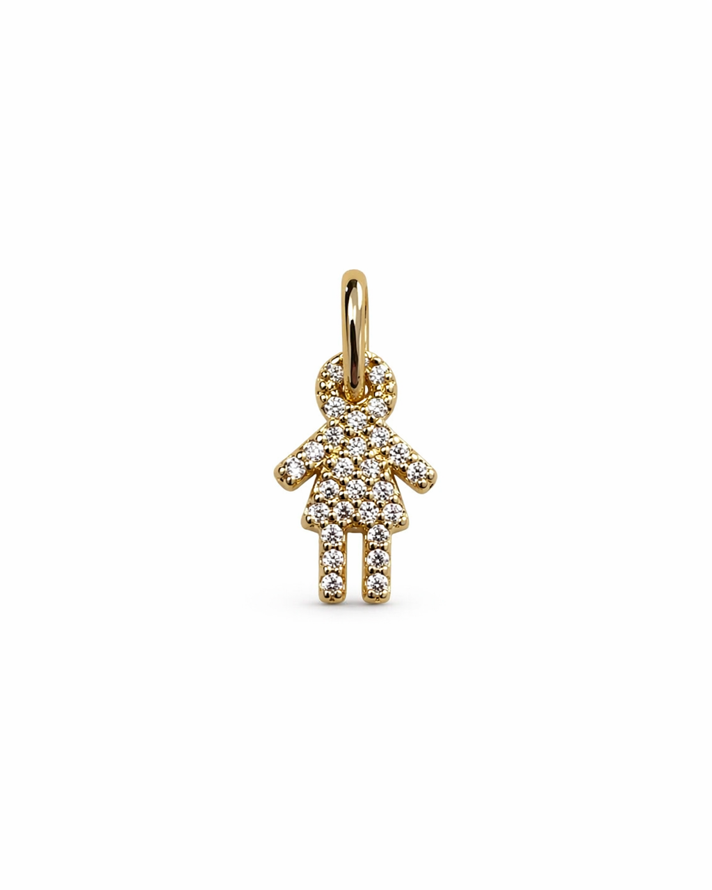 Pingente Menina Cravejado Dourado