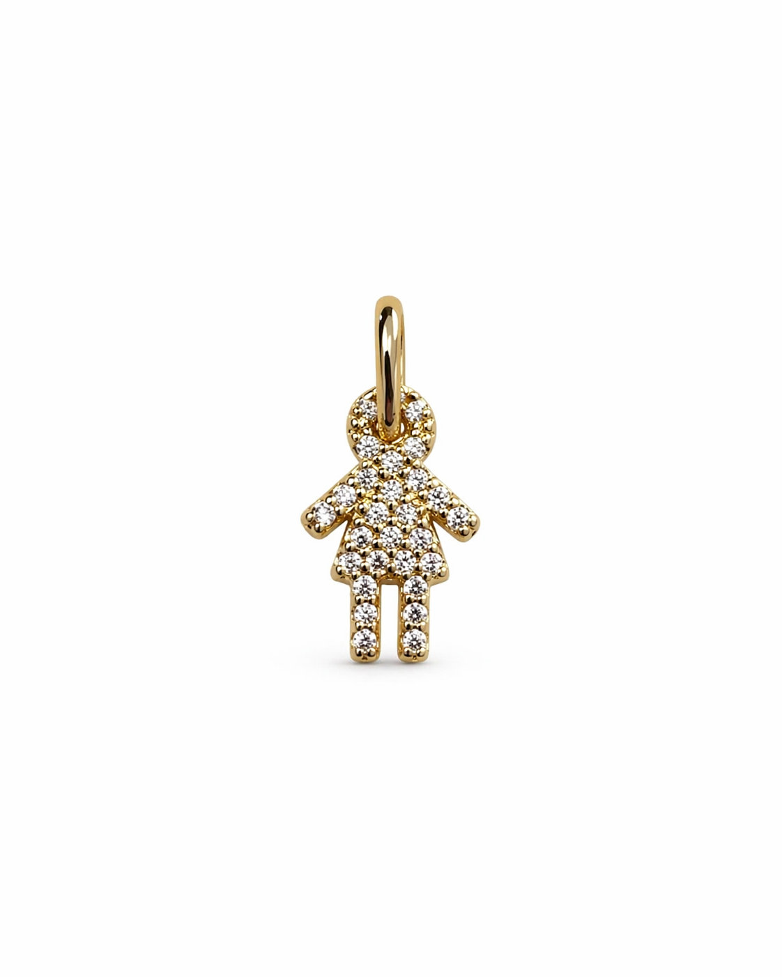 Pingente Menina Cravejado Dourado