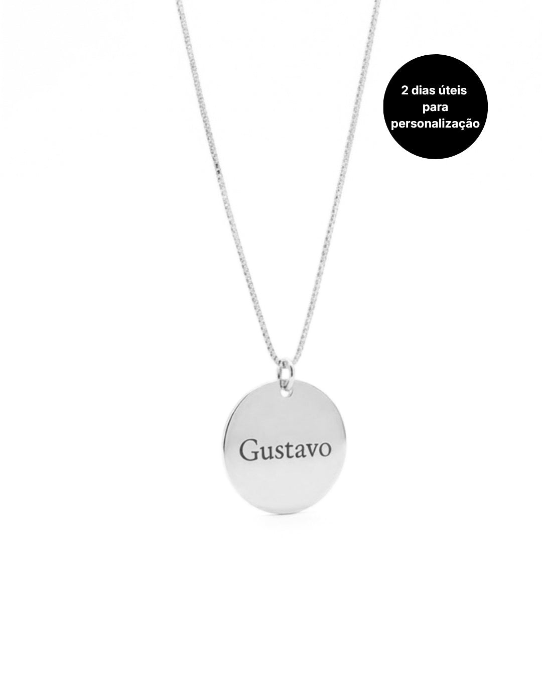 Colar Medalha Personalizável 2 cm Prata