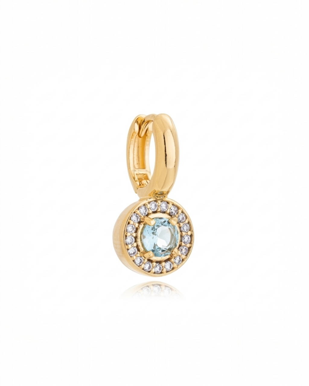 Charm Argola Cravejada Água Marinha Dourado