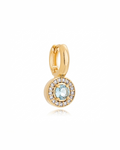 Charm Argola Cravejada Água Marinha Dourado