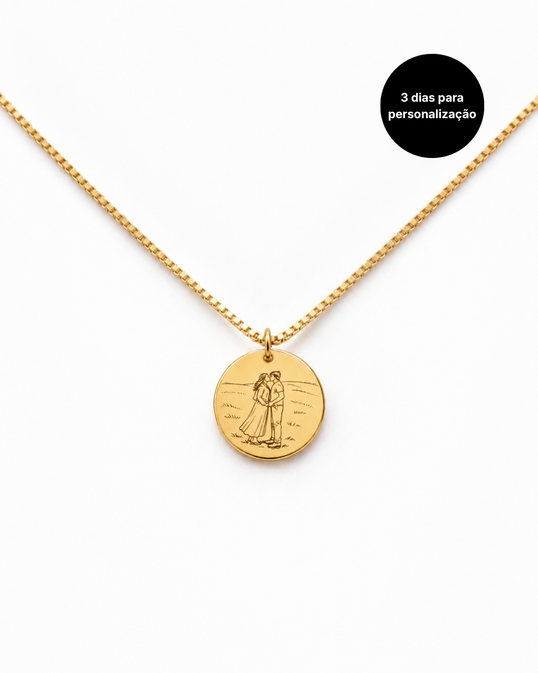Colar Medalha Moments Personalizável Dourado