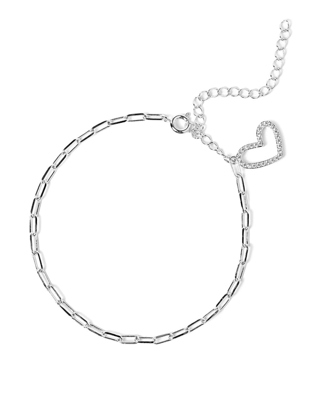 Pulseira Elos Heart Cravejado Prata