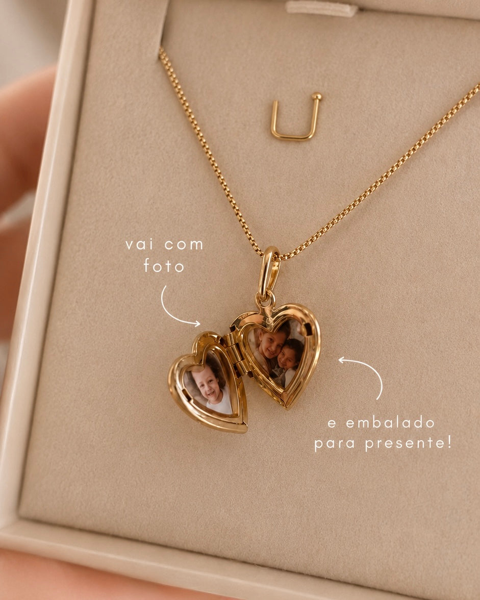 Pingente Mini Relicário Dourado